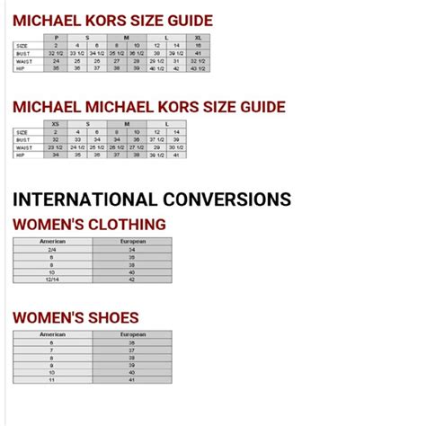 michael kors true to size|michael kors size chart women's.